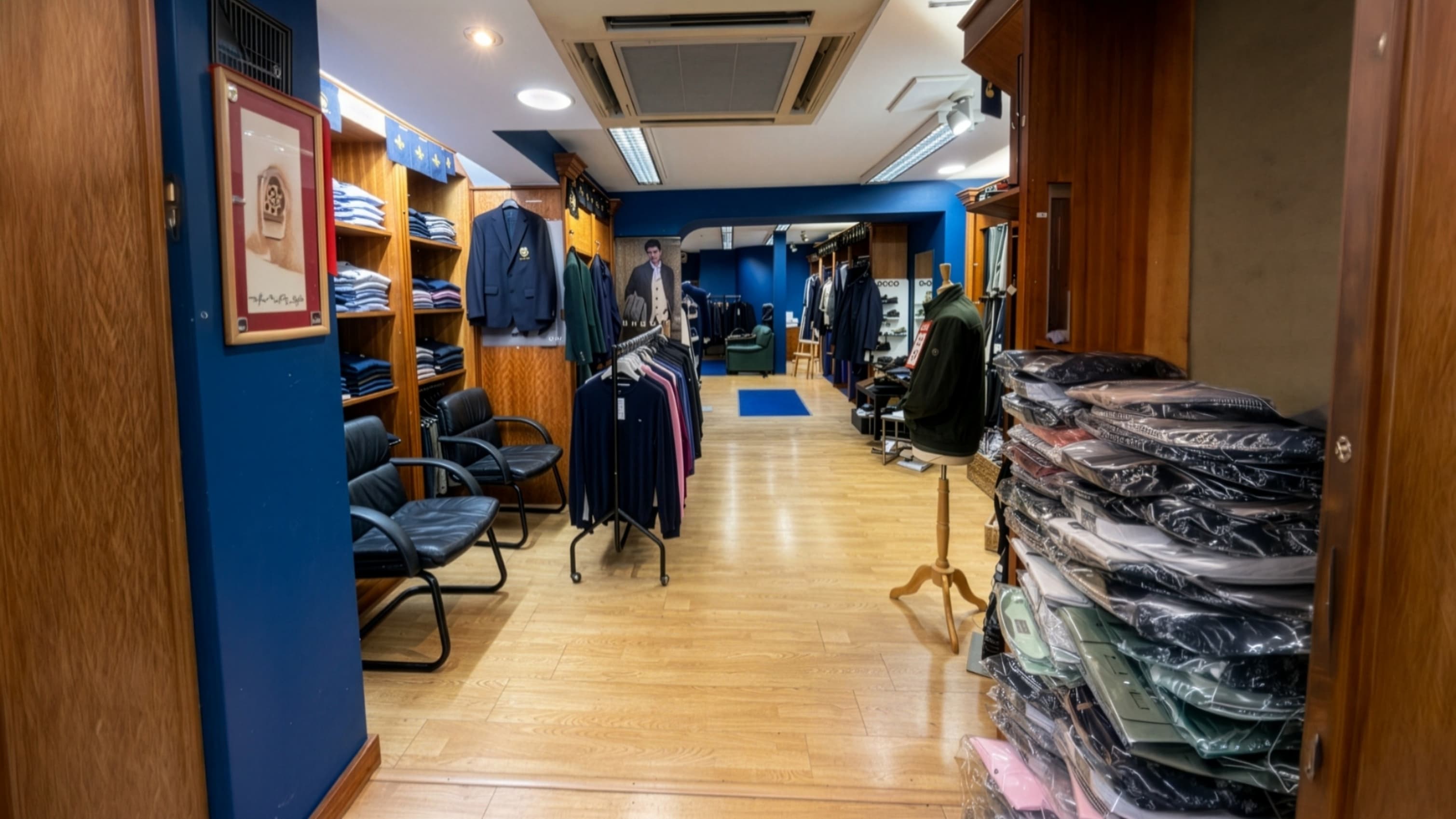 The menswear floor inside Jim Markey Mans Shop, Drumcondra