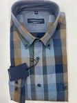 CASA MODA | Blue & Brown Check Comfort Fit Long Sleeved Shirt
