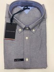 TOMMY HILFIGER | light grey casual short sleeve button down shirt - Available in 3XL, 4XL and 5XL only