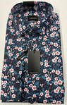 VENTI | Navy floral design modern fit long sleeved shirt - M only