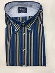 TODAY'S MAN | Blue and yellow striped casual shirt