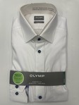 Olymp White Comfort Fit Formal Shirt with Contrast Buttons